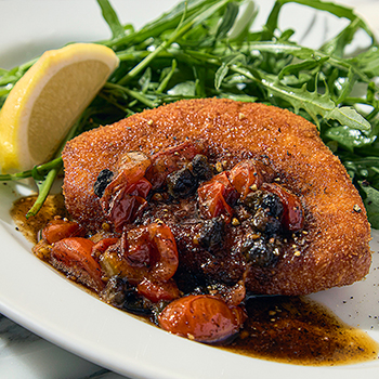 メカジキのカツレツ ミニトマトとケッパーの焦がしレモンバター